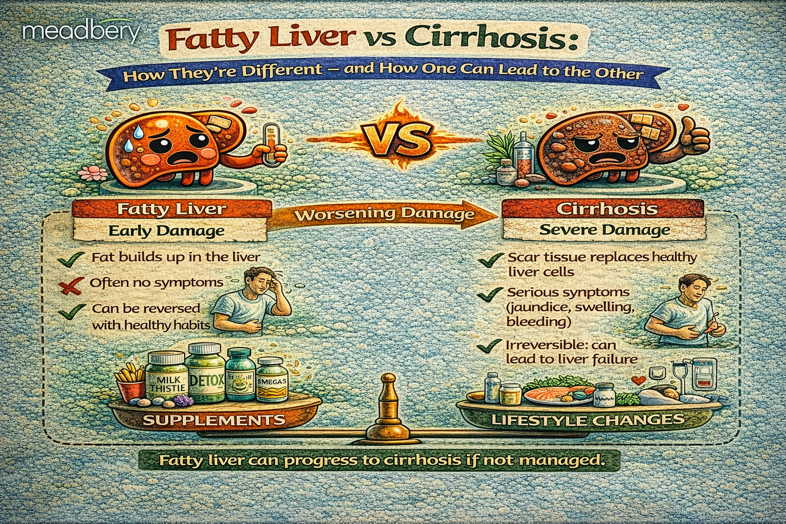 Fatty Liver vs Cirrhosis: How They’re Different — and How One Can Lead to the Other