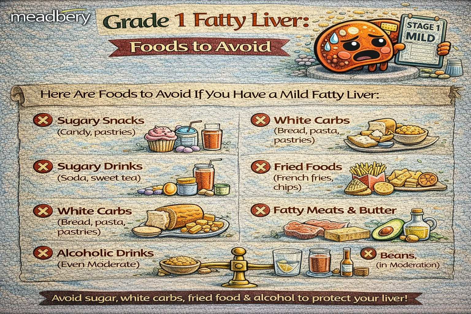 Grade 1 Fatty Liver: Foods to Avoid (Simple List)